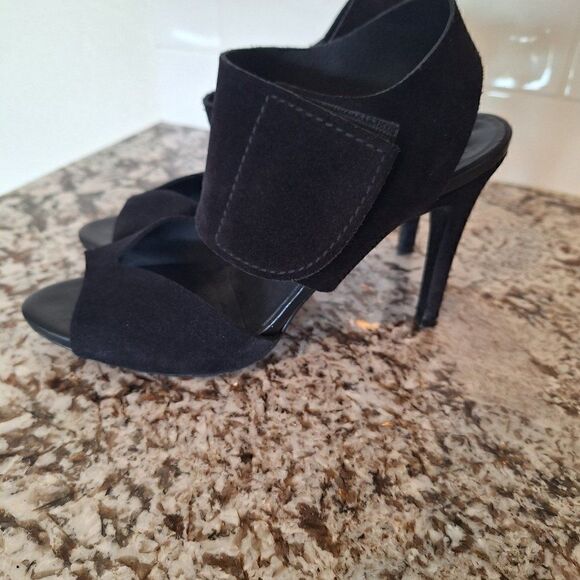 Pedro Garcia Black Leather Suede High Heel Open Toe Sandals  Size 39.5 - Picture 5 of 12